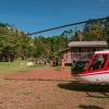 helicopter parked in a village