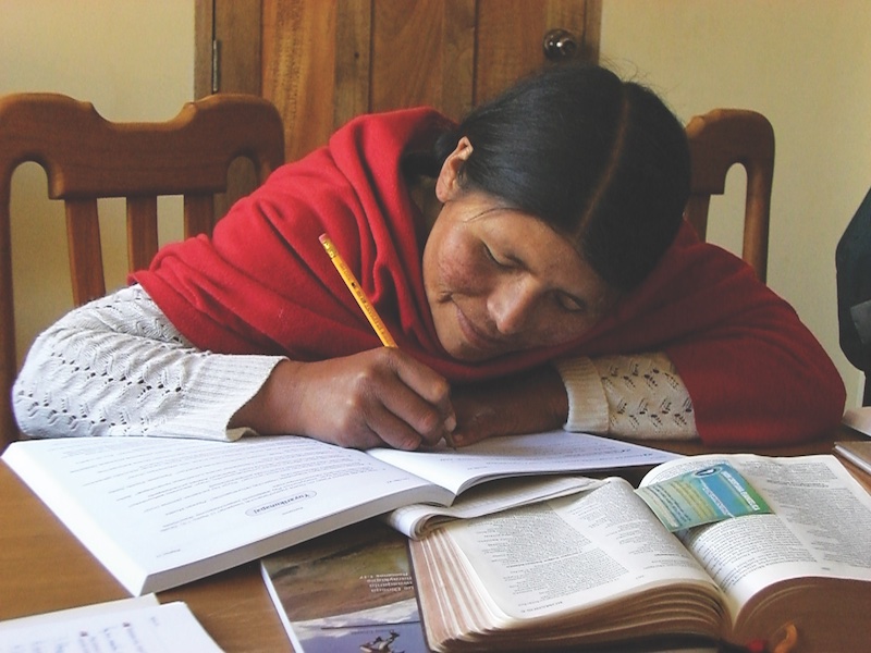 woman studying