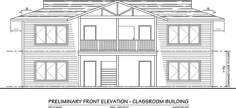 preliminary front elevation - classroom building