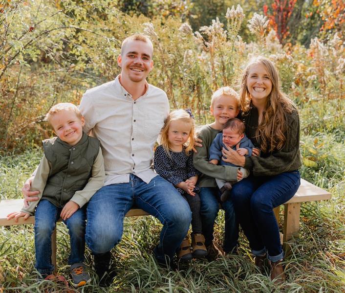 Brandt today, with his wife, Lanie-Joy, and their children