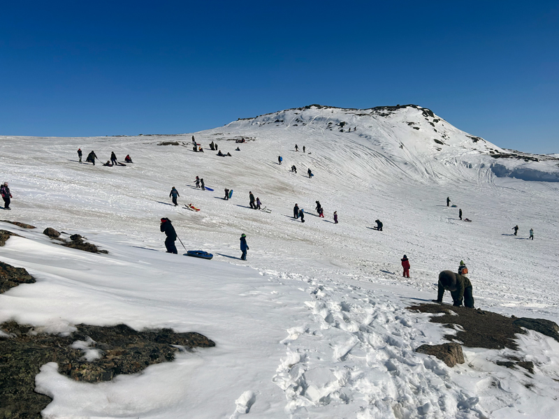Tobogganing in Arctic Canada